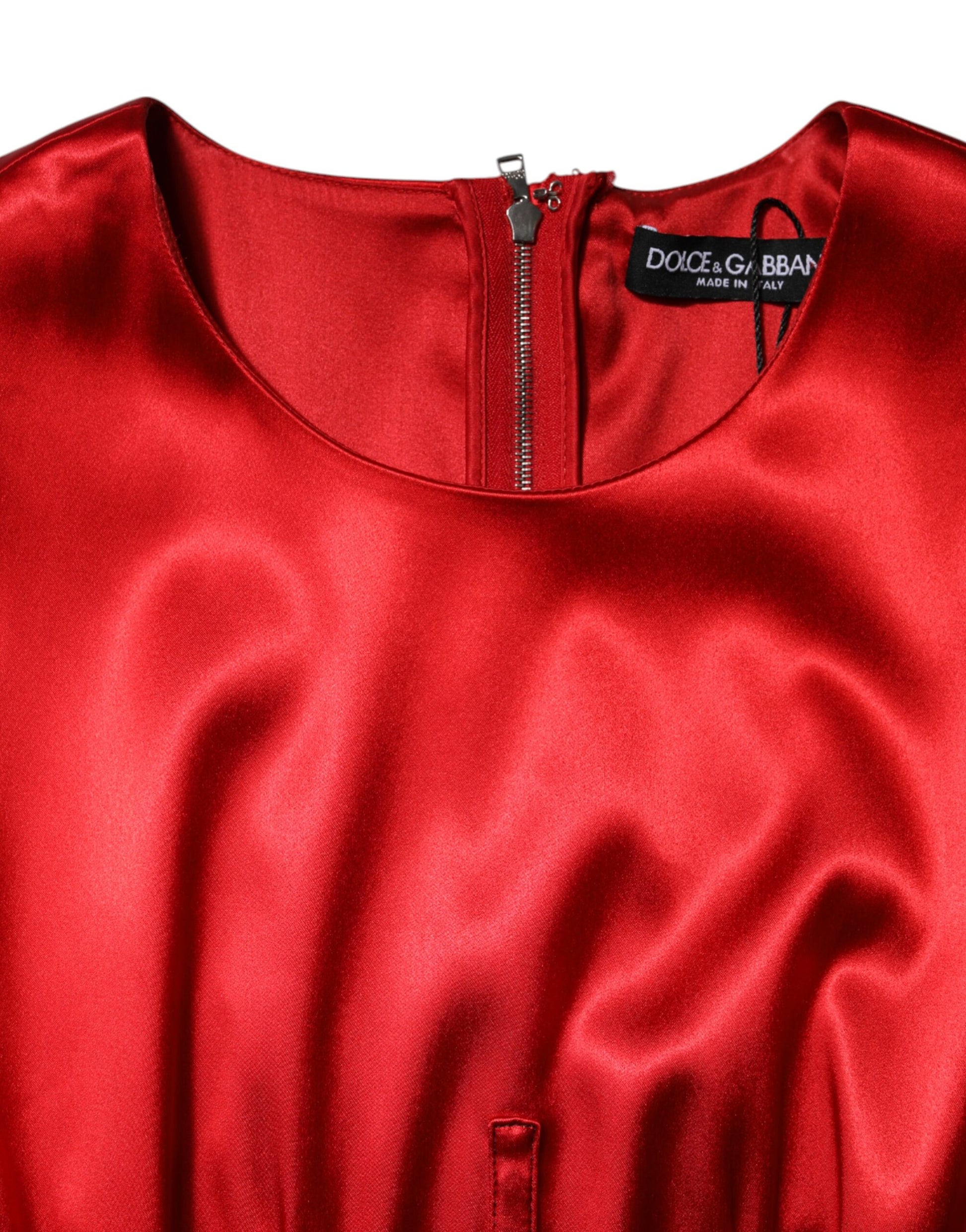 Dolce & Gabbana Red Acetate Sleeveless Sheath Midi Dress by Dolce & Gabbana