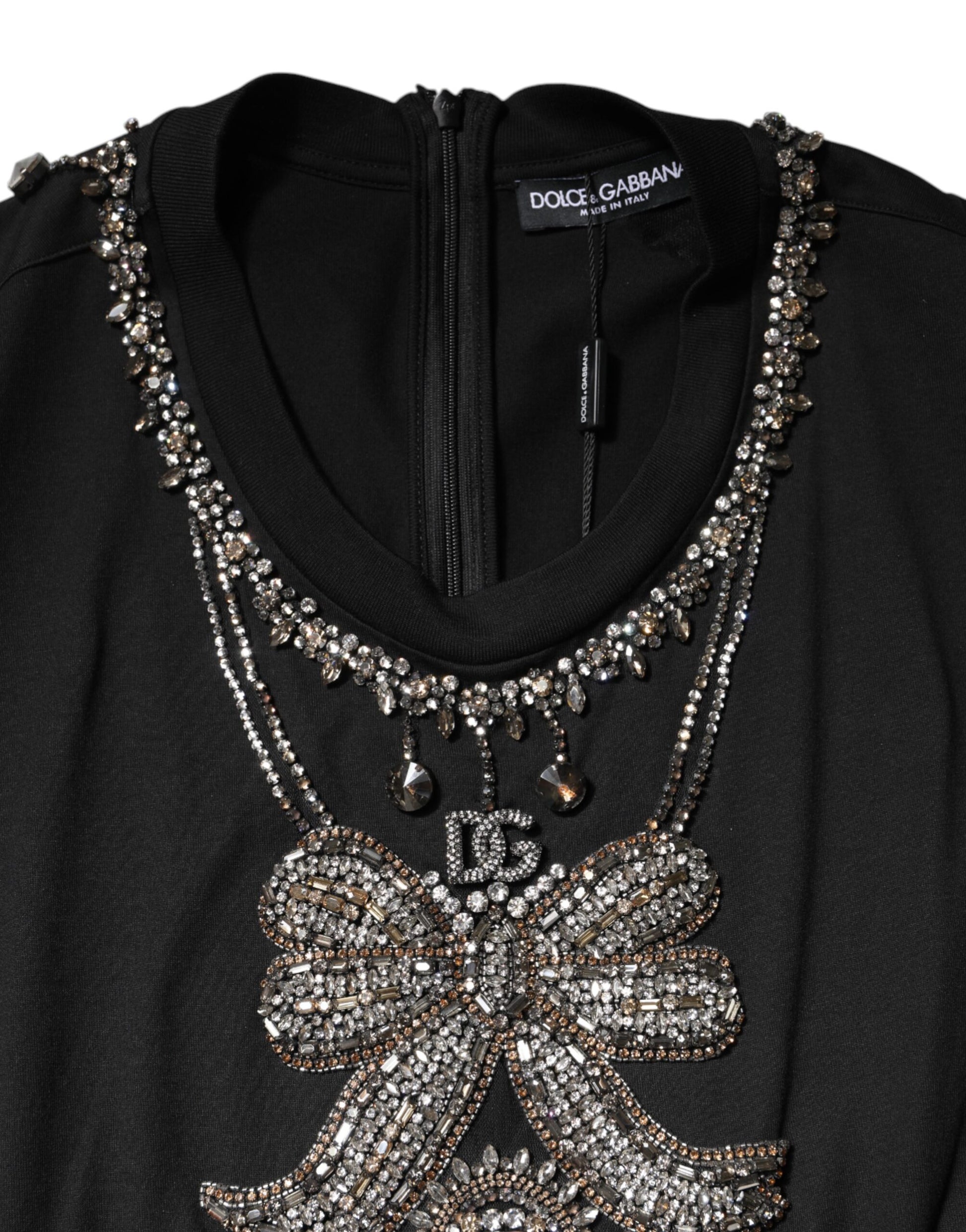 Dolce & Gabbana Black Cotton Rhinestone Embellished Tank Top by Dolce & Gabbana