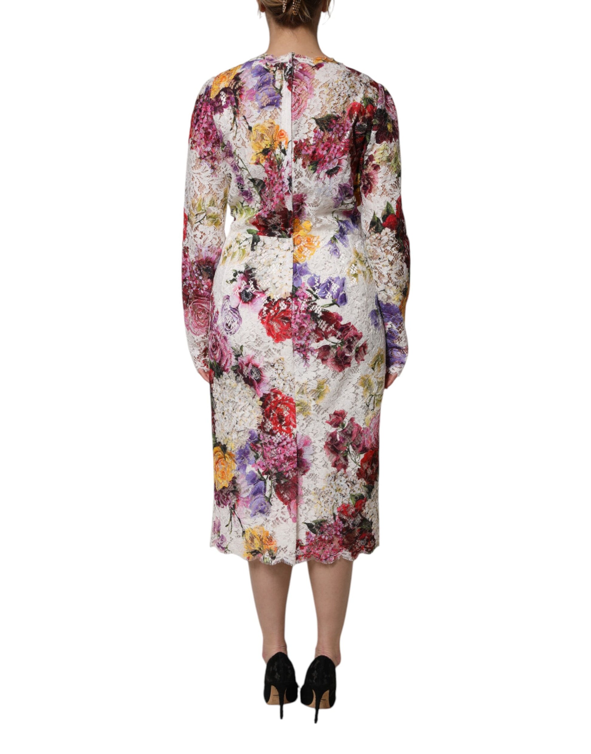 Dolce & Gabbana Multicolor Floral Long Sleeve A-line Dress by Dolce & Gabbana