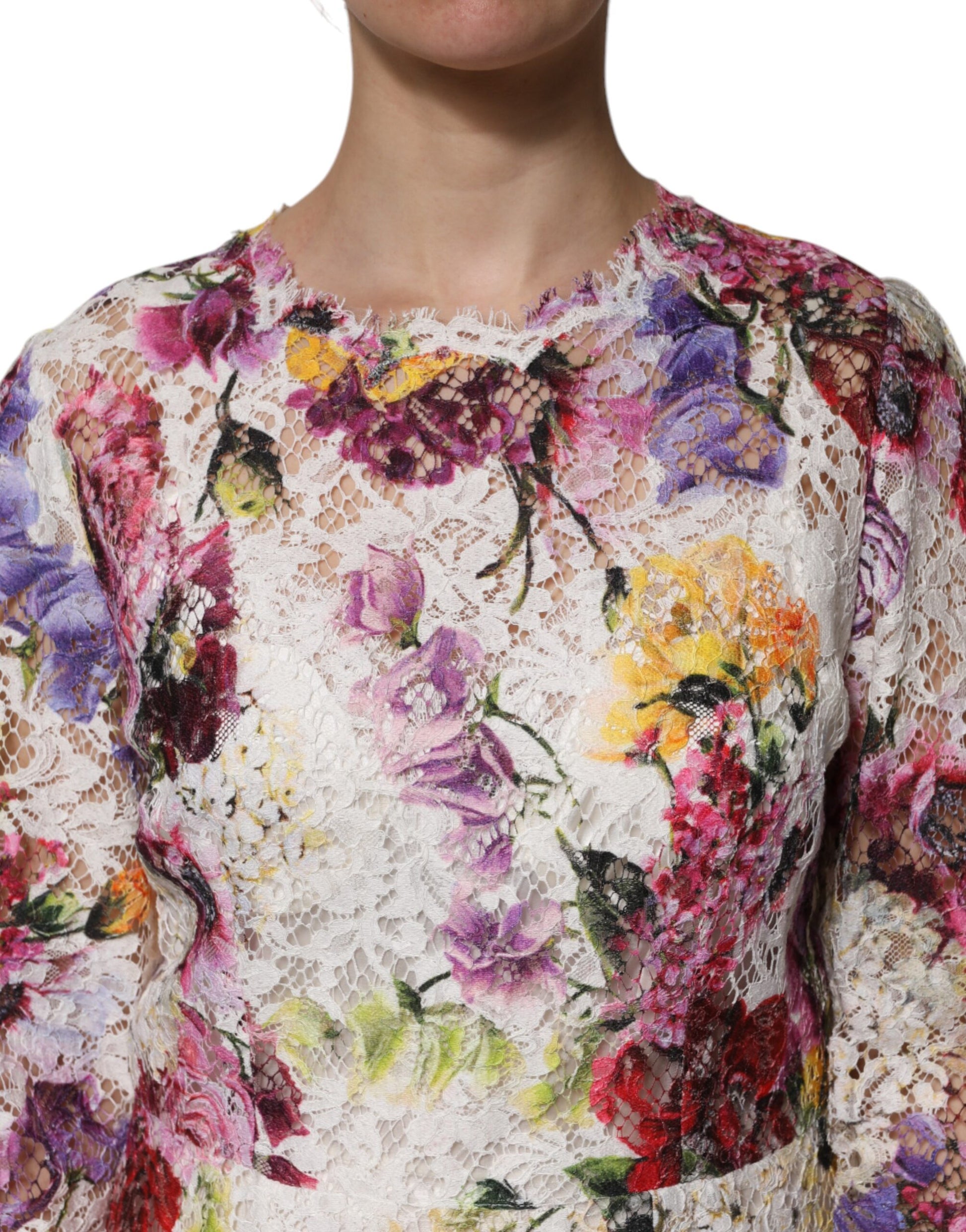 Dolce & Gabbana Multicolor Floral Long Sleeve A-line Dress by Dolce & Gabbana