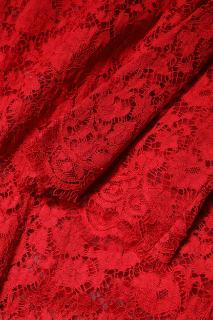 Dolce & Gabbana Red Floral Lace Rhinestone Embellished Dress by Dolce & Gabbana