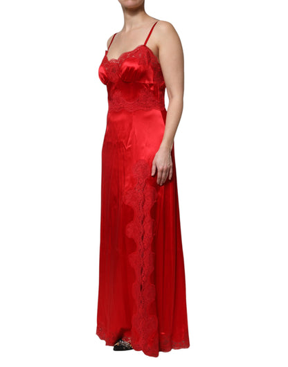 Dolce & Gabbana Red Silk Sleeveless Maxi Long Dress by Dolce & Gabbana