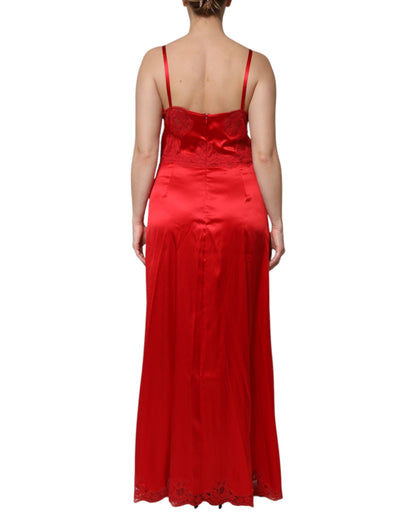 Dolce & Gabbana Red Silk Sleeveless Maxi Long Dress by Dolce & Gabbana