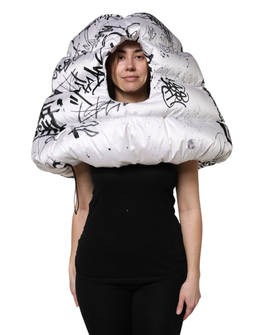 Dolce &amp; Gabbana Bonnet matelassé à capuche imprimé en polyester blanc