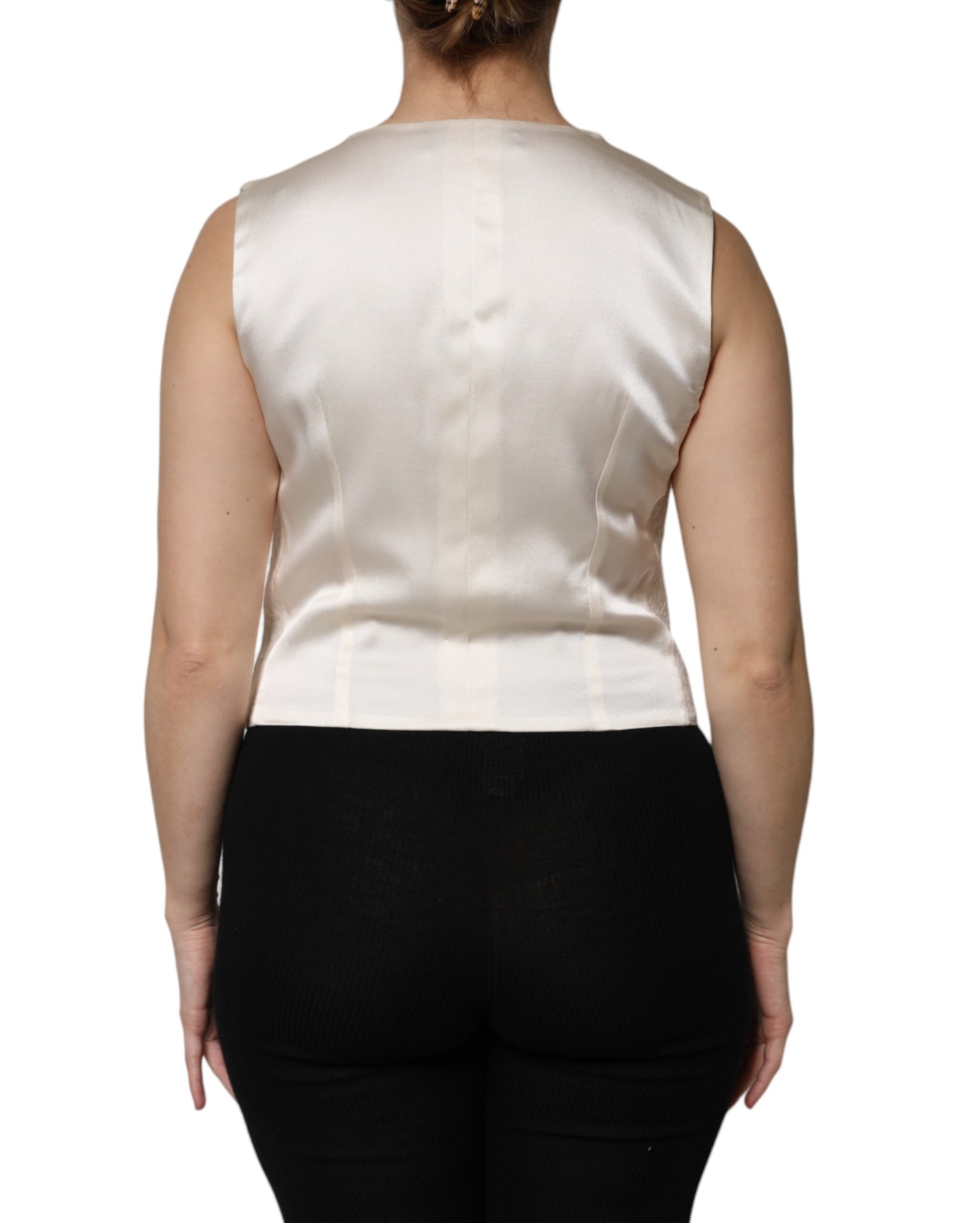 Dolce & Gabbana Ivory Cotton Button Down Sleeveless Vest Top by Dolce & Gabbana