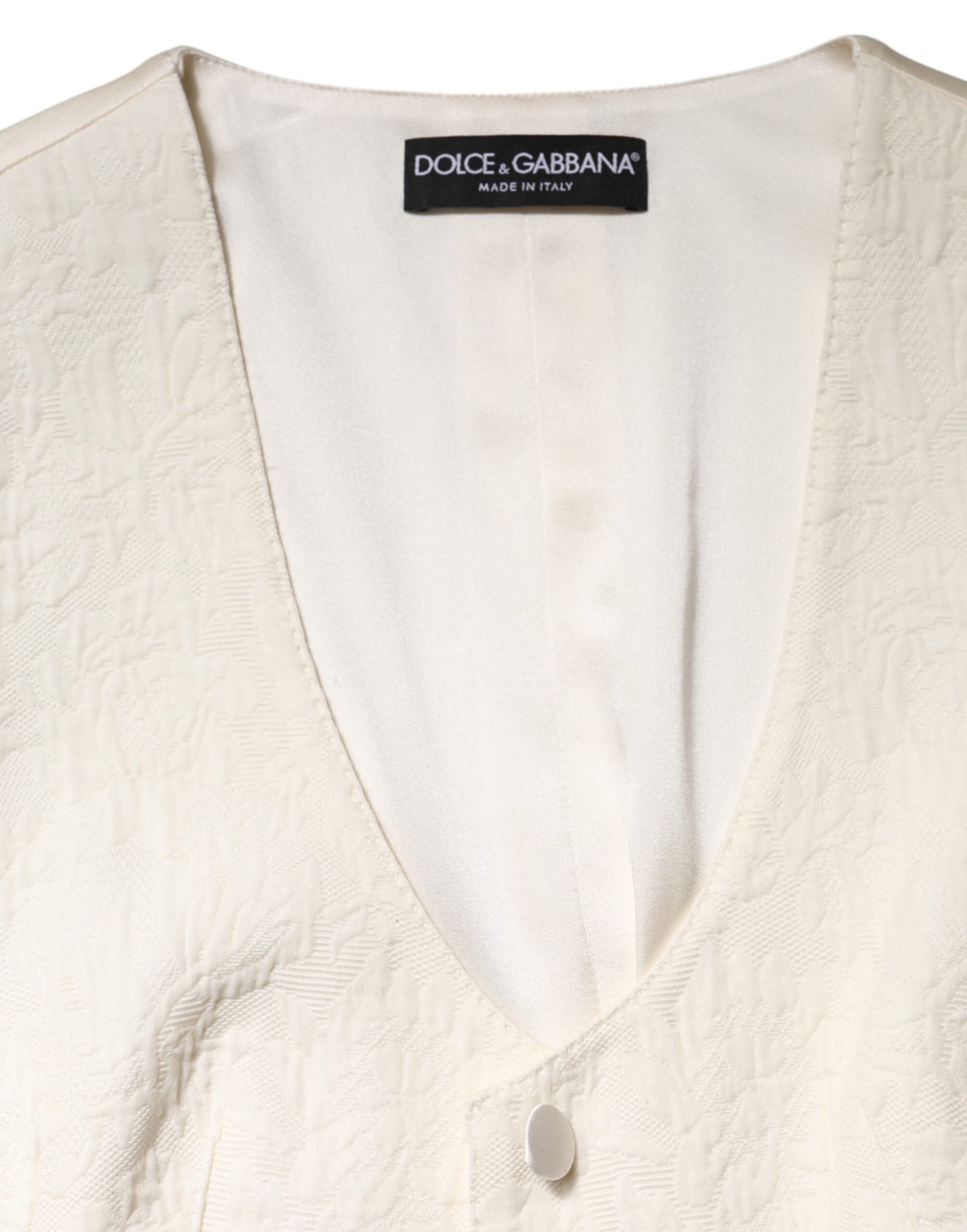 Dolce & Gabbana Ivory Cotton Button Down Sleeveless Vest Top by Dolce & Gabbana