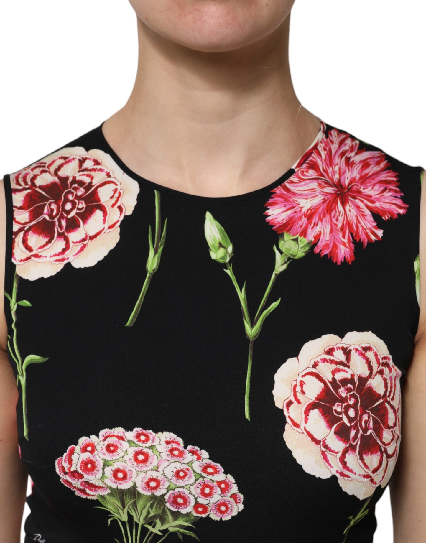 Dolce & Gabbana Black Floral Print Sleeveless Tank Blouse Top by Dolce & Gabbana