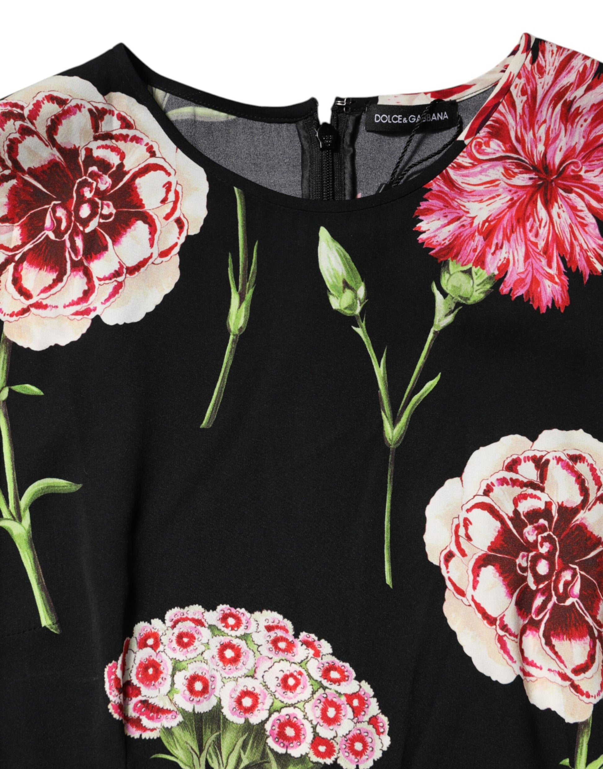 Dolce & Gabbana Black Floral Print Sleeveless Tank Blouse Top by Dolce & Gabbana