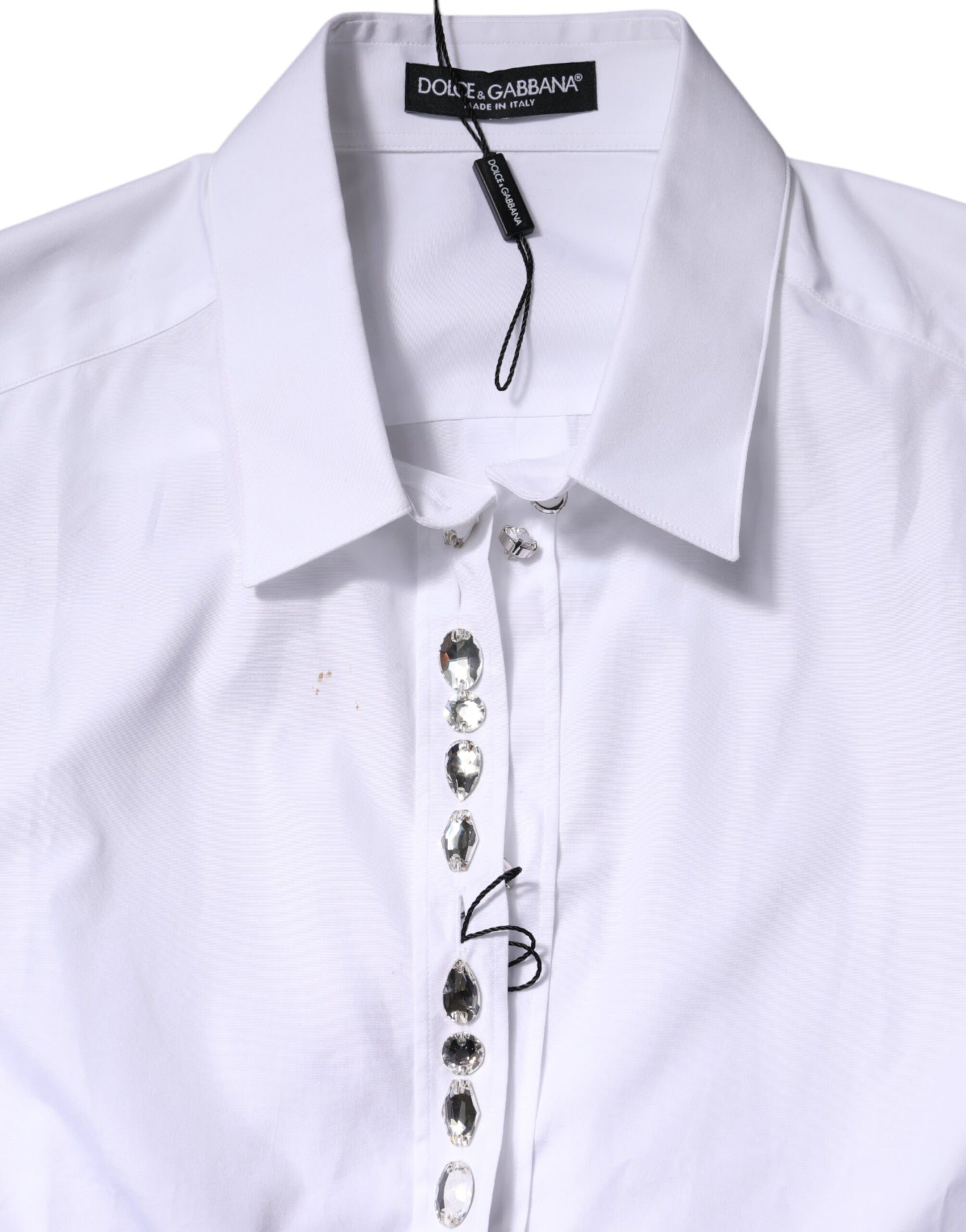 Dolce & Gabbana White Rhinestone Embellish Long Sleeves Top by Dolce & Gabbana