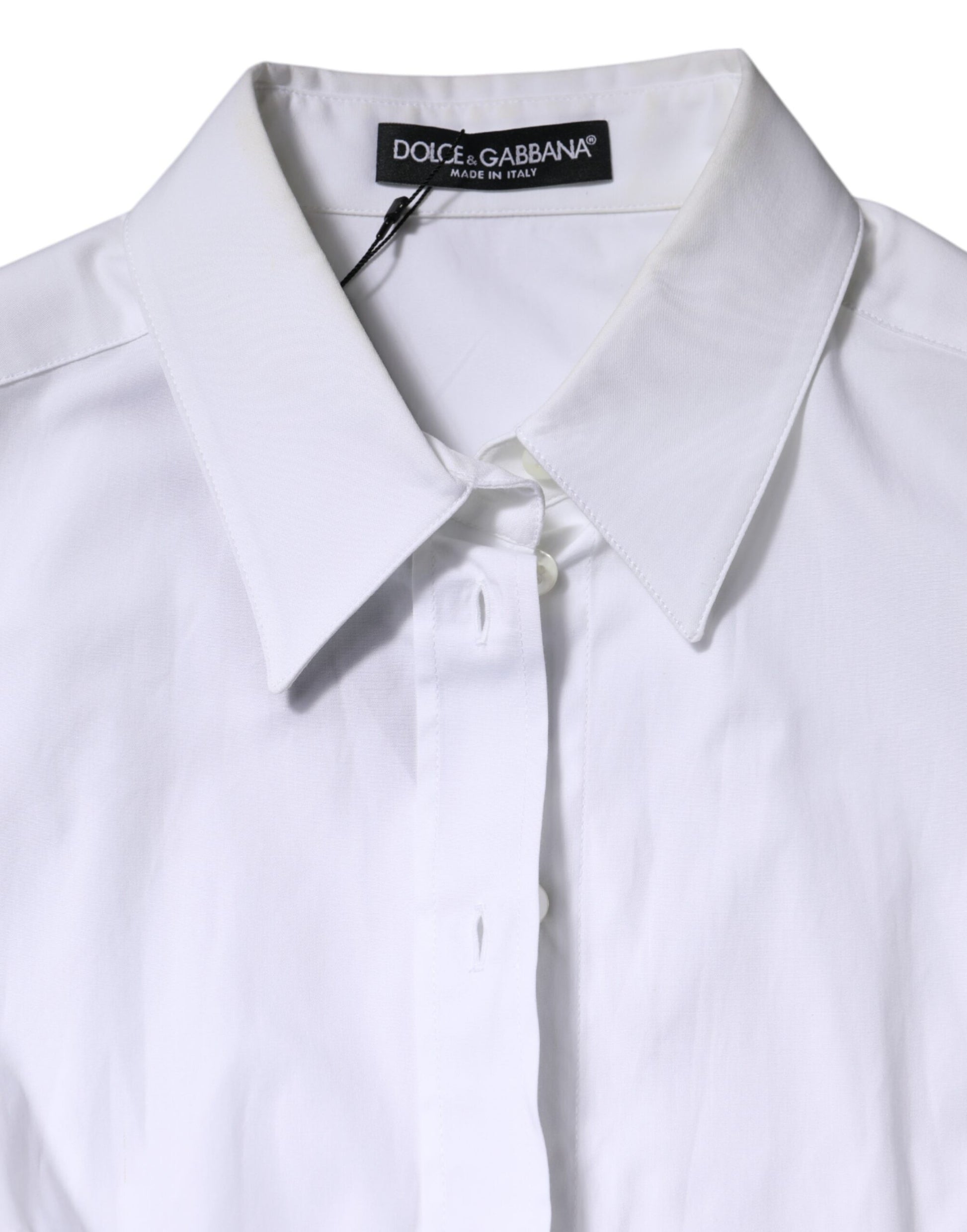 Dolce & Gabbana White Cotton Collared Long Sleeves Blouse Top by Dolce & Gabbana