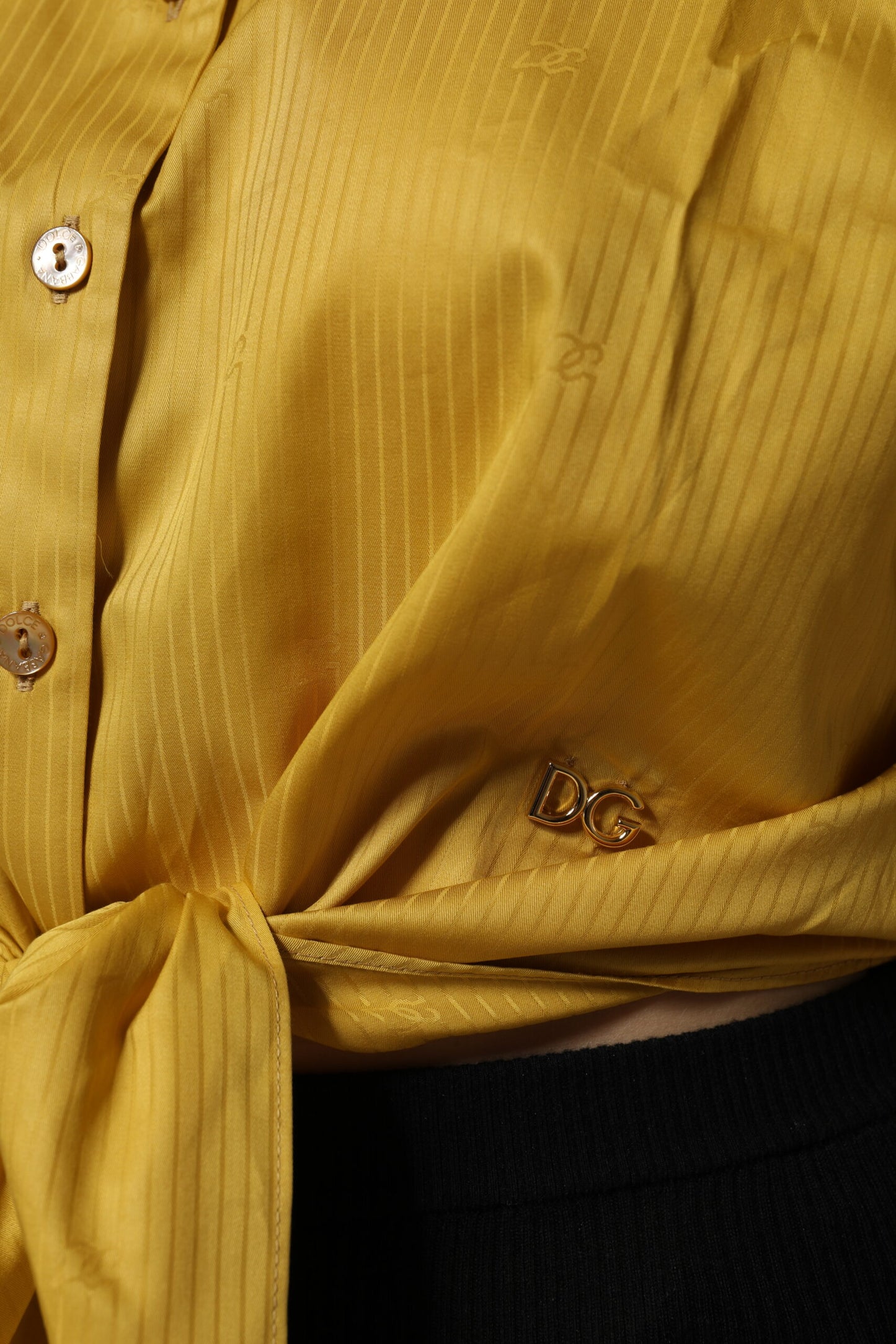 Dolce & Gabbana Mustard Collared Short Sleeves Blouse Top by Dolce & Gabbana