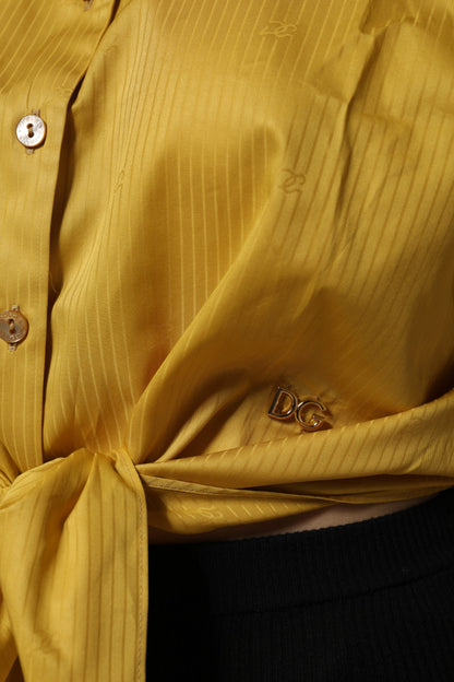 Dolce & Gabbana Mustard Collared Short Sleeves Blouse Top by Dolce & Gabbana