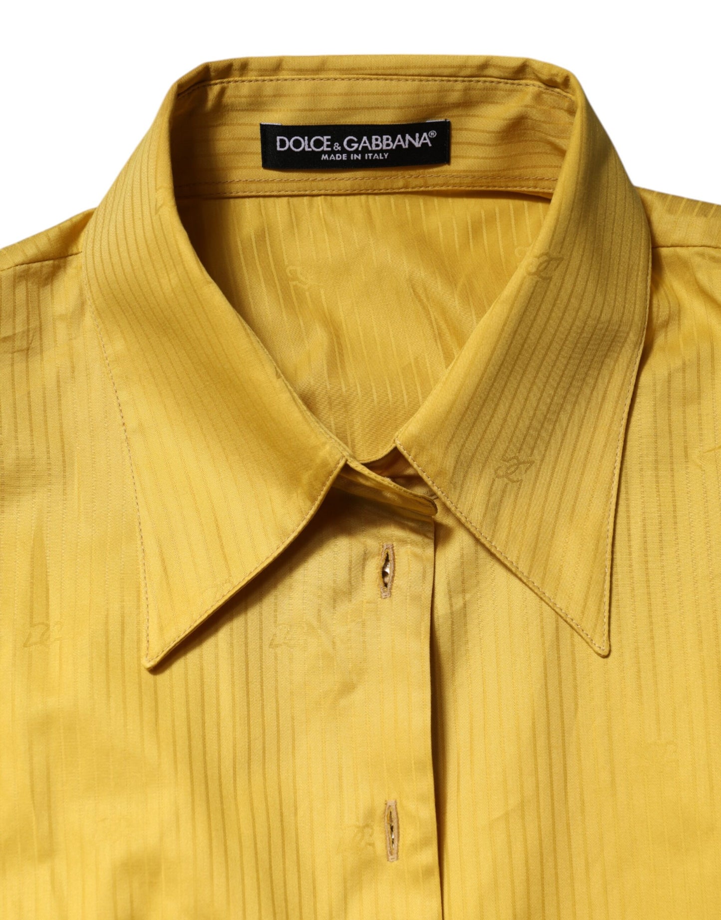 Dolce & Gabbana Mustard Collared Short Sleeves Blouse Top by Dolce & Gabbana