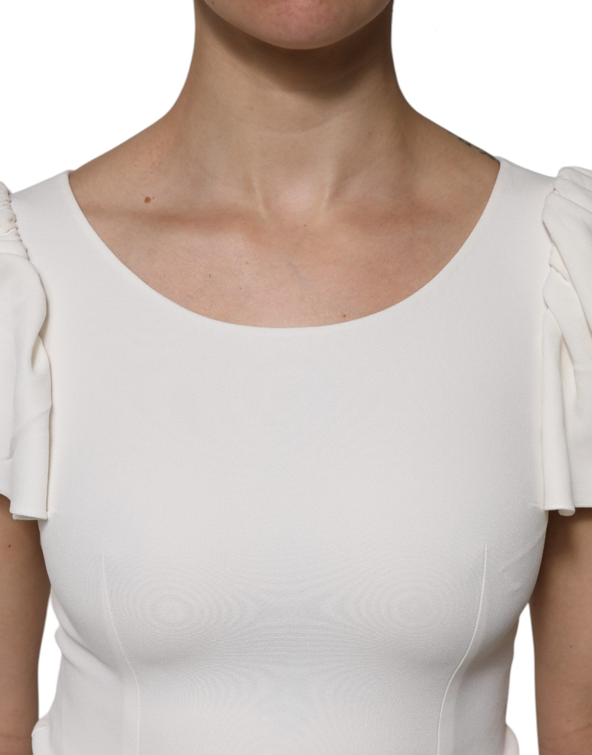 Dolce & Gabbana White Viscose Round Neck Short Sleeves Top by Dolce & Gabbana