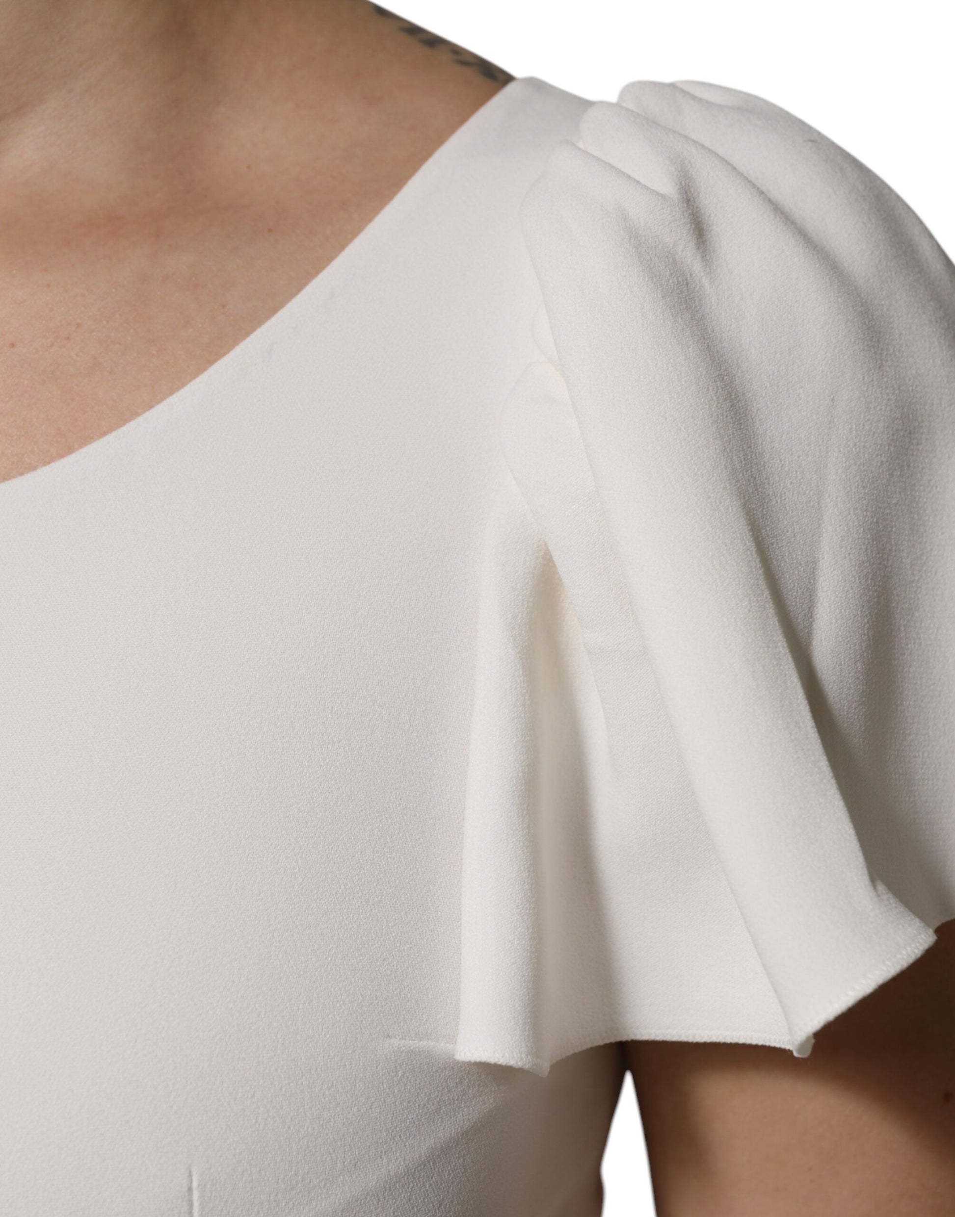 Dolce & Gabbana White Viscose Round Neck Short Sleeves Top by Dolce & Gabbana