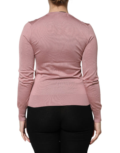 Dolce & Gabbana Pink Silk Knit Button Down Cardigan Sweater by Dolce & Gabbana