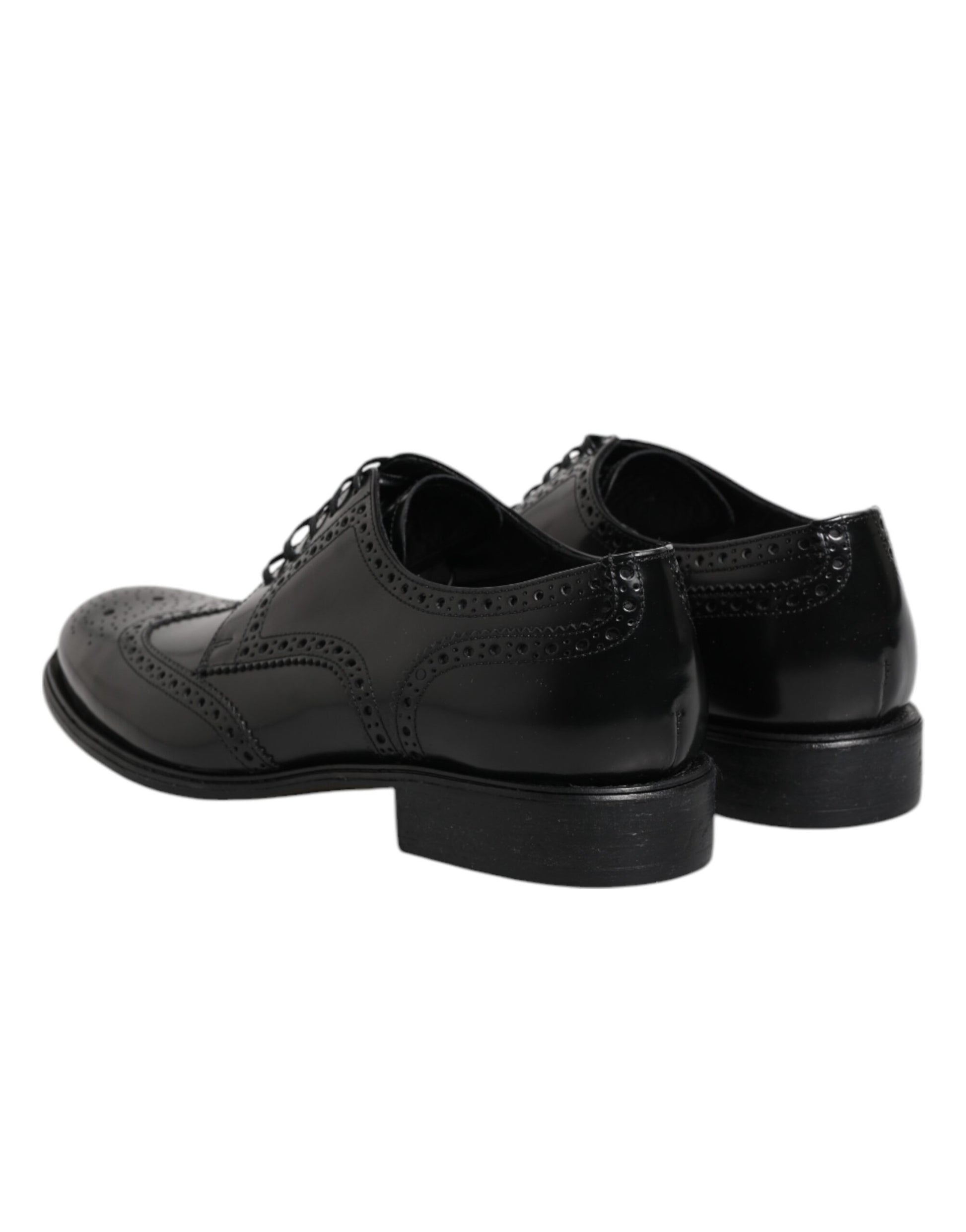 Dolce & Gabbana Black Leather Derby Wingtip Formal Shoes by Dolce & Gabbana