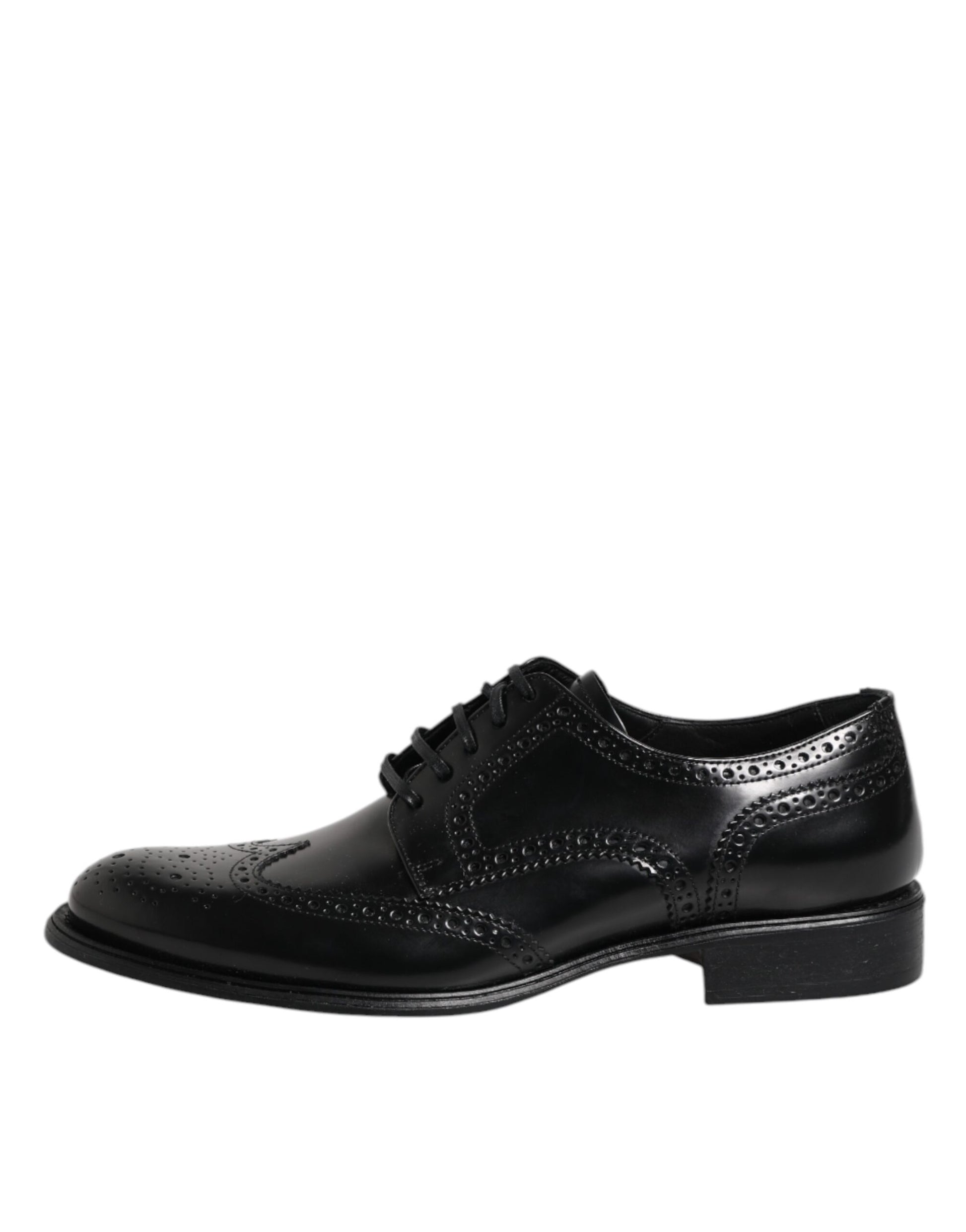 Dolce & Gabbana Black Leather Derby Wingtip Formal Shoes by Dolce & Gabbana