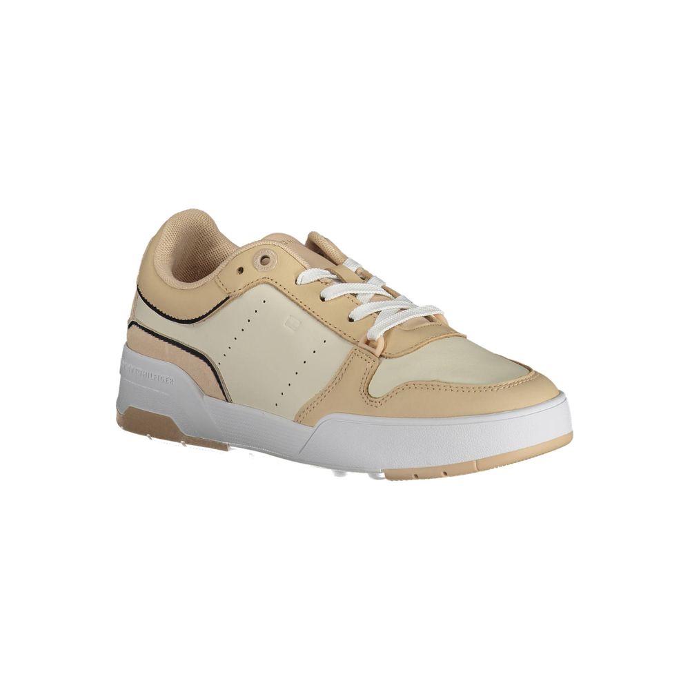 Tommy Hilfiger Beige Leather Women Sneaker by Tommy Hilfiger