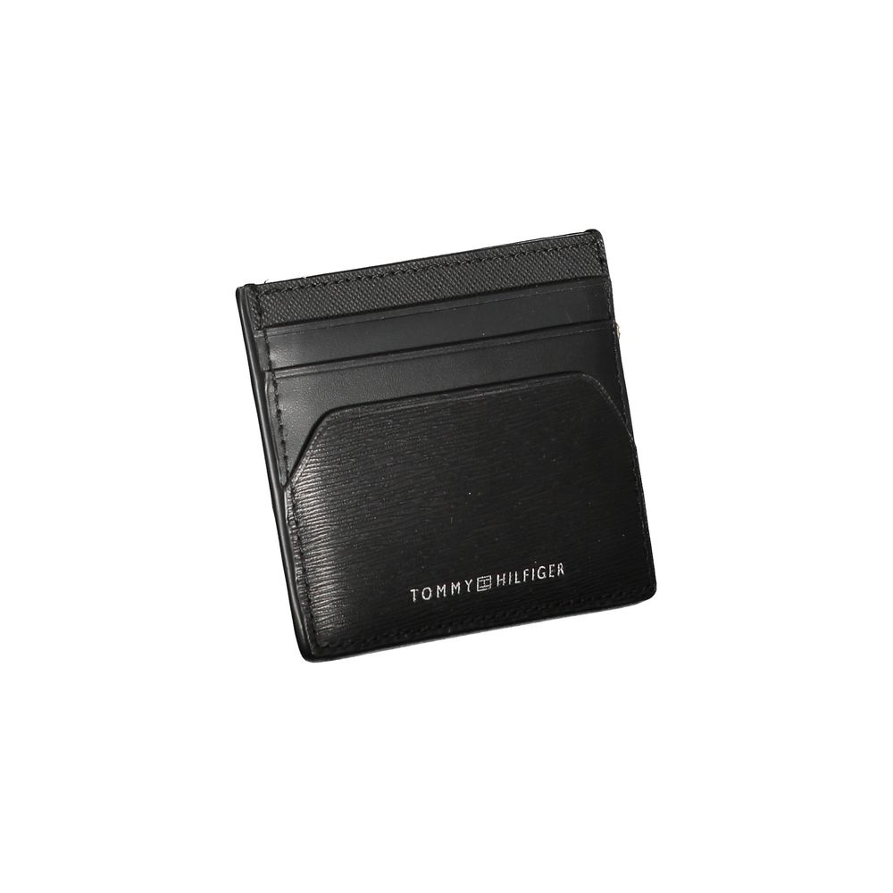 Portefeuille en cuir noir Tommy Hilfiger