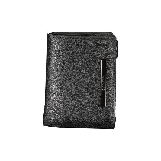Portefeuille élégant en cuir noir Calvin Klein avec porte-monnaie