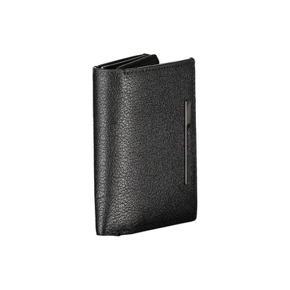 Portefeuille élégant en cuir noir Calvin Klein avec porte-monnaie
