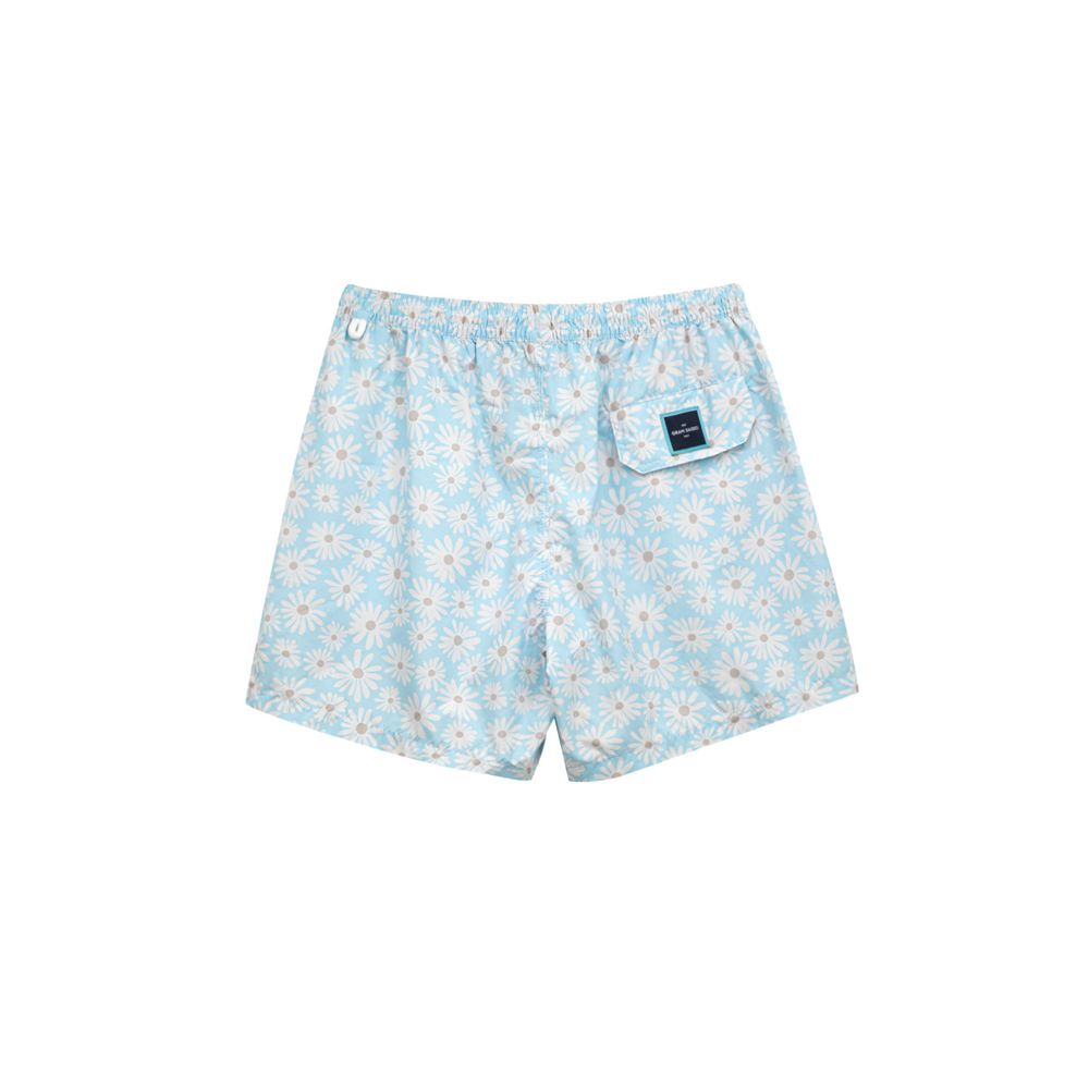 Short de bain en polyester bleu Gran Sasso