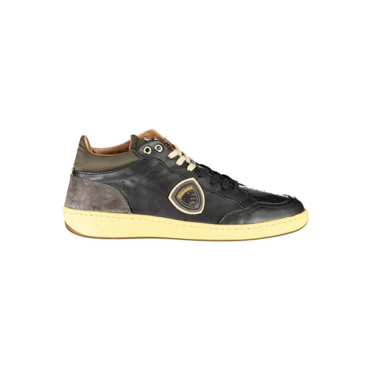 Blauer Sleek Black Lace-Up Sneakers with Contrast Details by Blauer