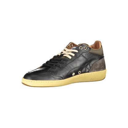 Blauer Sleek Black Lace-Up Sneakers with Contrast Details by Blauer