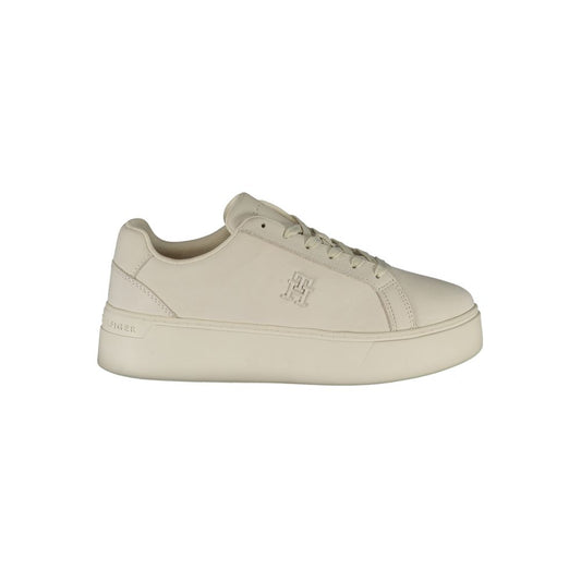Tommy Hilfiger White Polyester Sneaker - White/4cm Wedge
