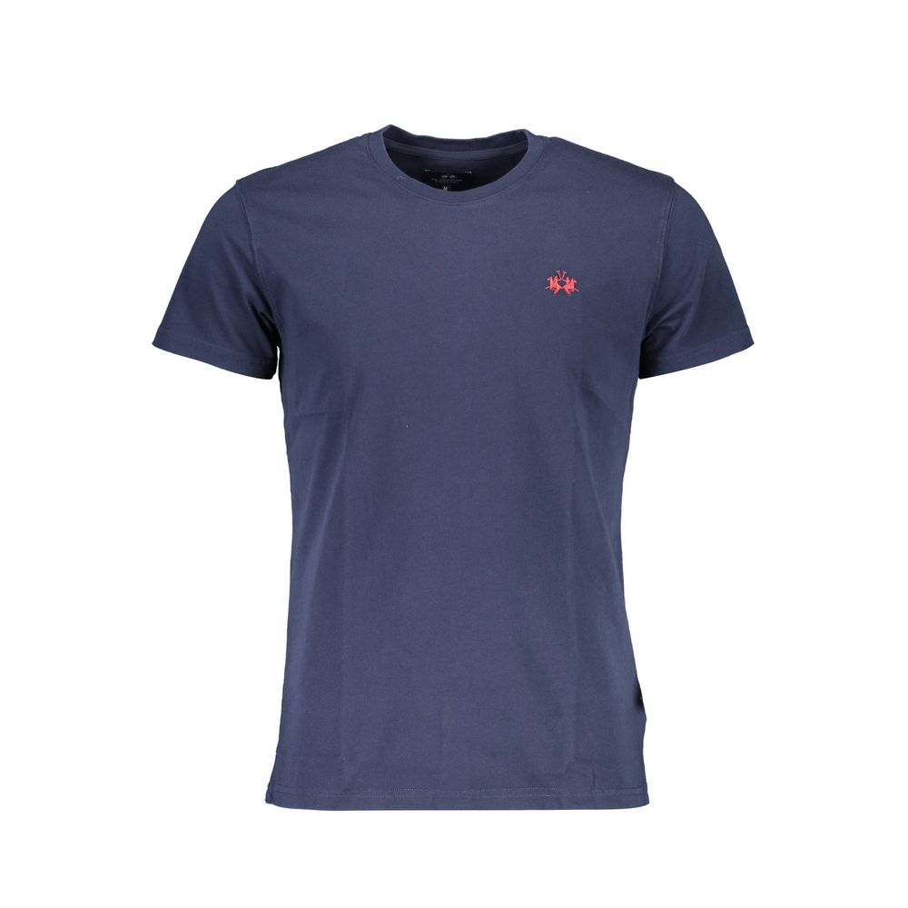 La Martina Elegant Crew Neck Cotton Tee with Embroidery by La Martina