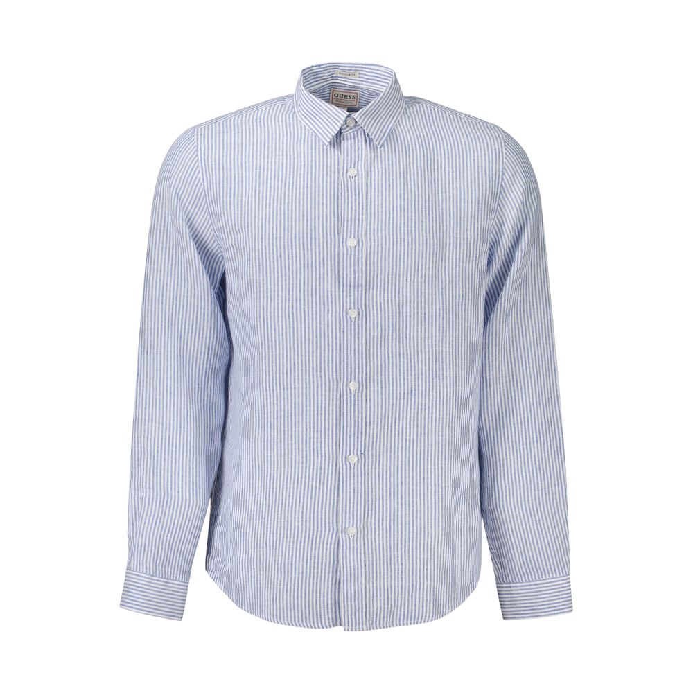 Guess Jeans Blue Linen Men Shirt by Guess Jeans