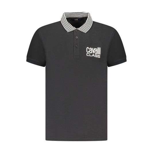 Polo Cavalli Class en coton noir pour homme