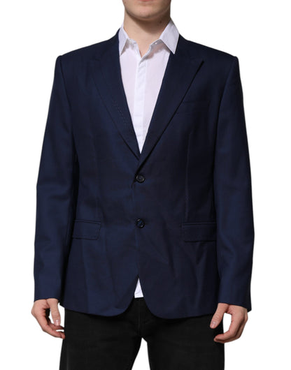 Blazer de costume simple boutonnage en laine bleue Dolce &amp; Gabbana