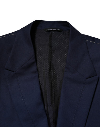 Blazer de costume simple boutonnage en laine bleue Dolce &amp; Gabbana