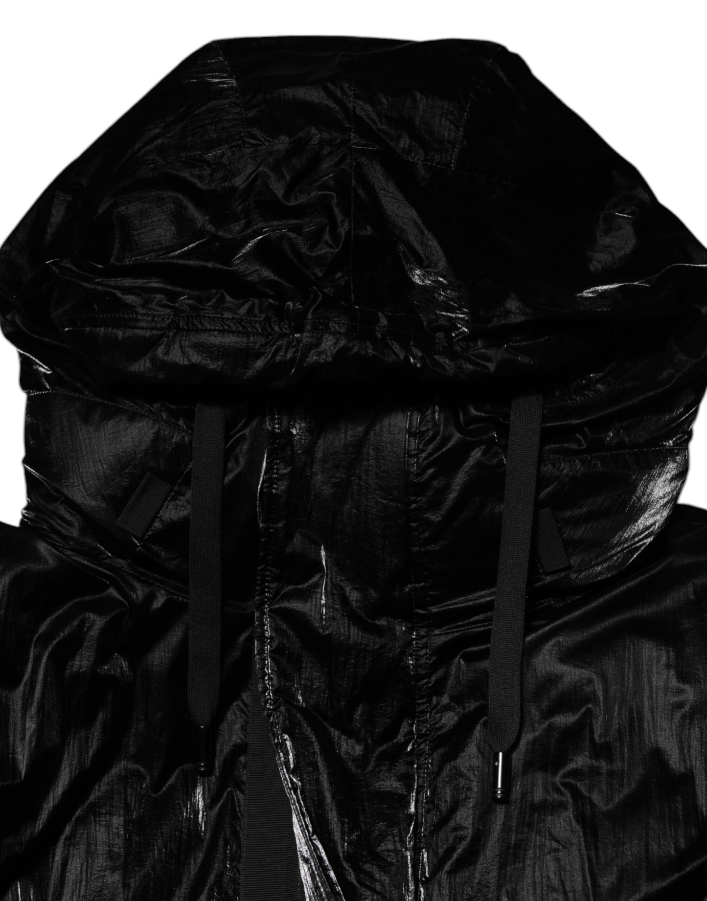 Dolce &amp; Gabbana Black Logo Full Zip Hooded Quilted Jacket
