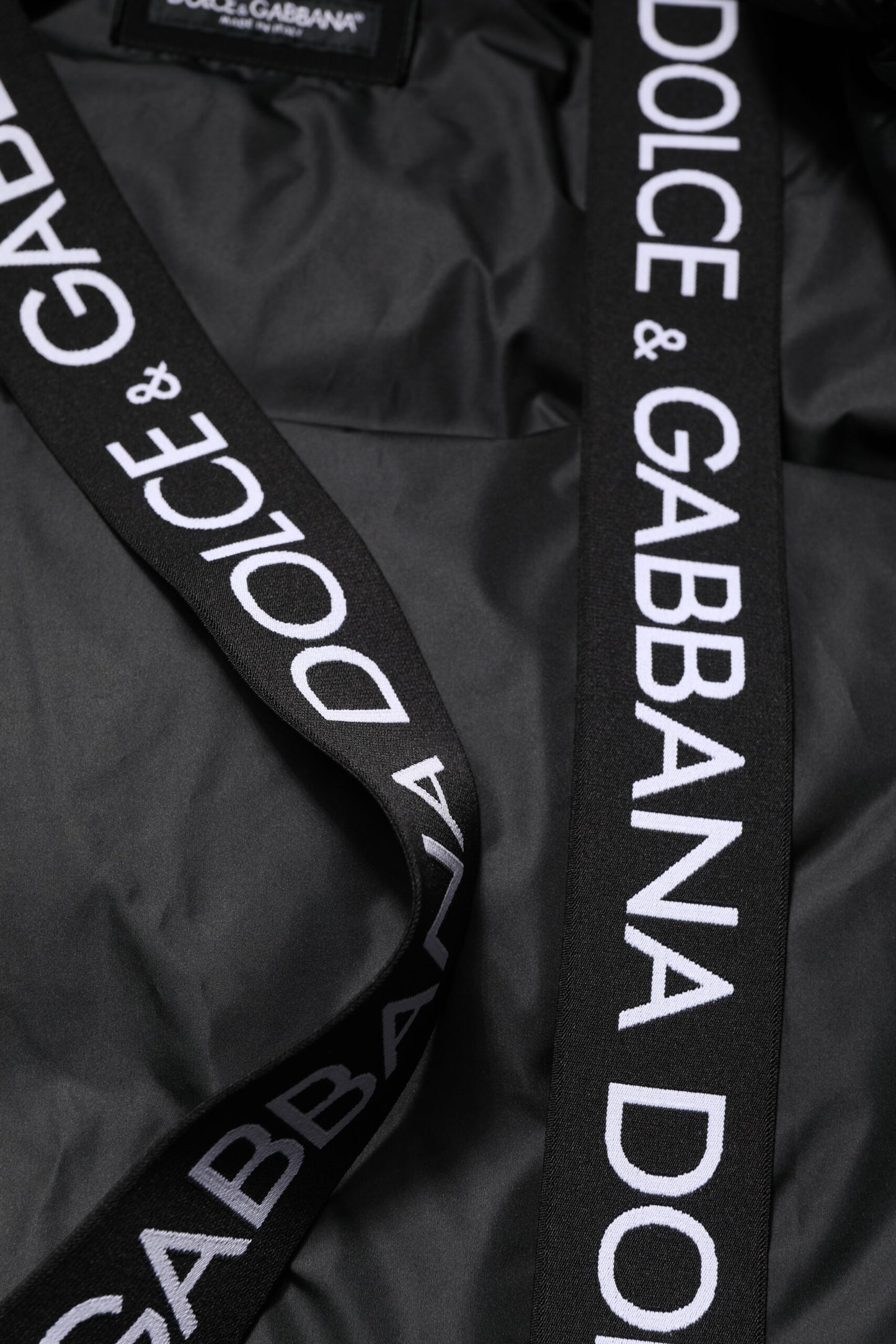 Dolce &amp; Gabbana Black Logo Full Zip Hooded Quilted Jacket