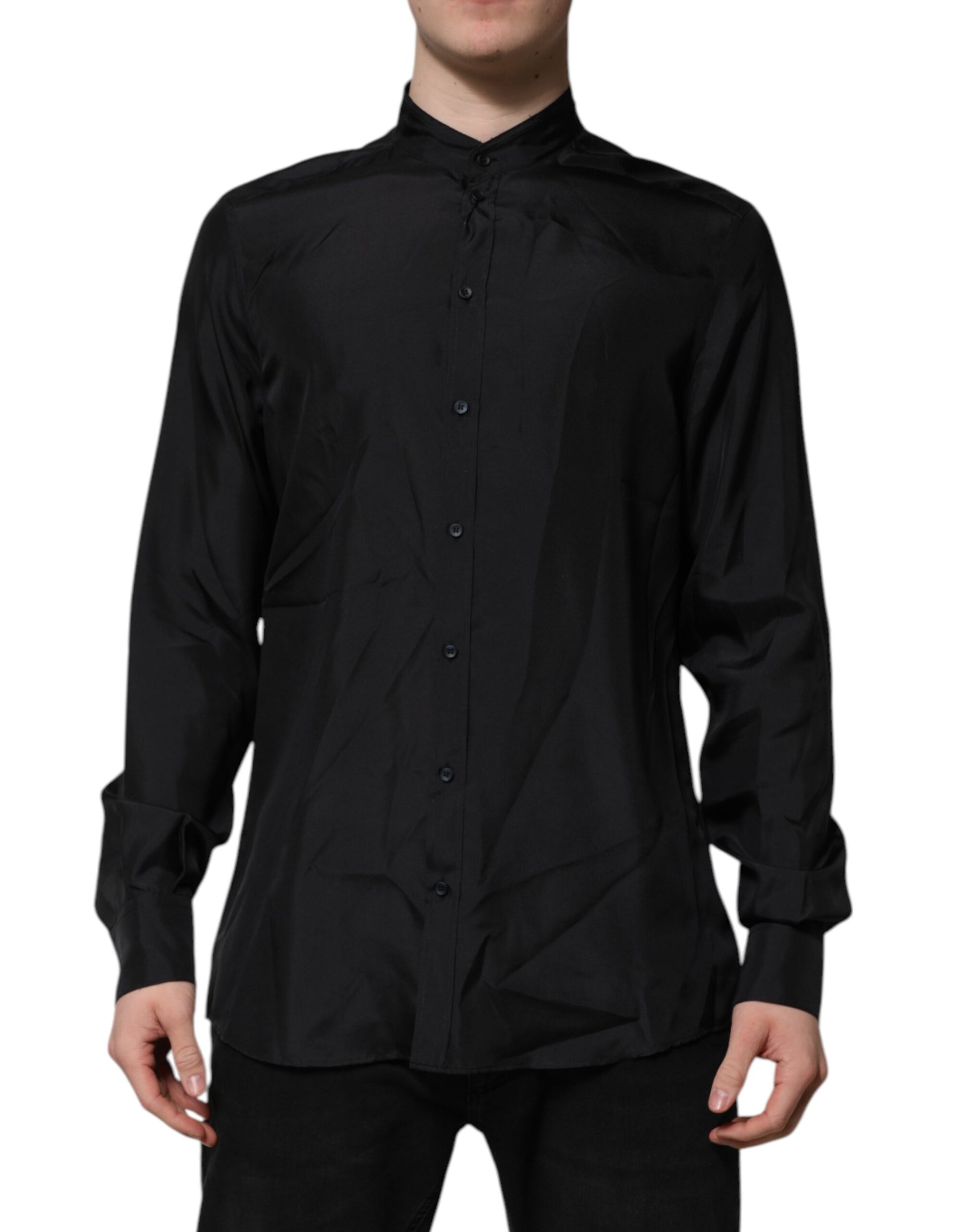 Dolce & Gabbana Dark Blue Silk MARTINI Men Formal Dress Shirt by Dolce & Gabbana