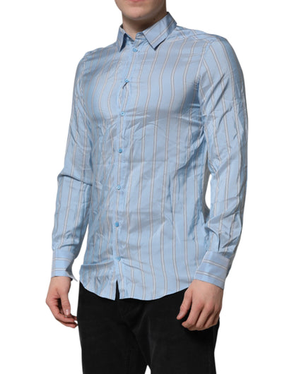 Dolce & Gabbana Blue Striped MARTINI Long Sleeves Dress Shirt by Dolce & Gabbana