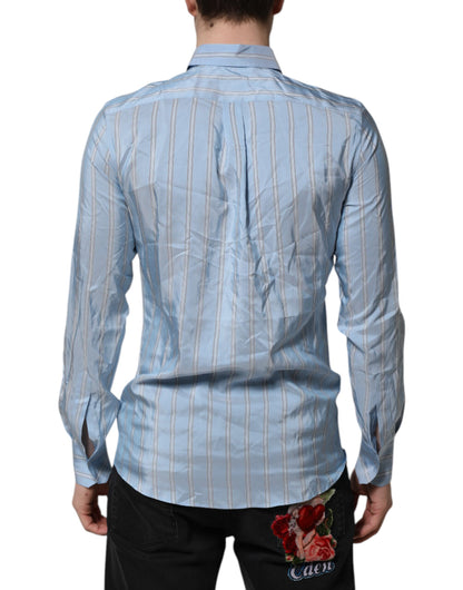 Dolce & Gabbana Blue Striped MARTINI Long Sleeves Dress Shirt by Dolce & Gabbana