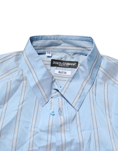 Dolce & Gabbana Blue Striped MARTINI Long Sleeves Dress Shirt by Dolce & Gabbana