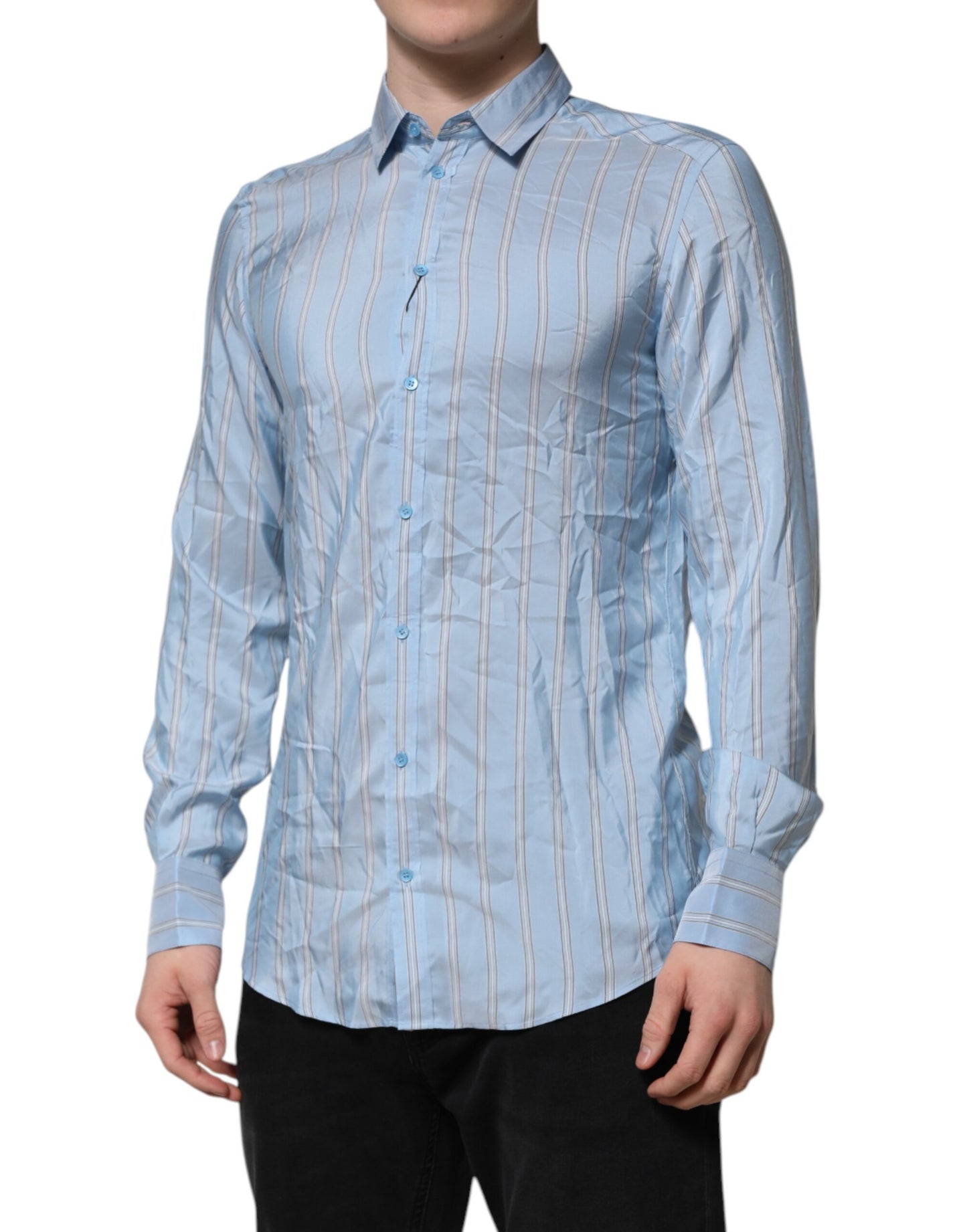 Dolce & Gabbana Blue Striped MARTINI Long Sleeve Dress Shirt by Dolce & Gabbana