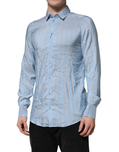 Dolce & Gabbana Blue Striped MARTINI Long Sleeve Dress Shirt by Dolce & Gabbana