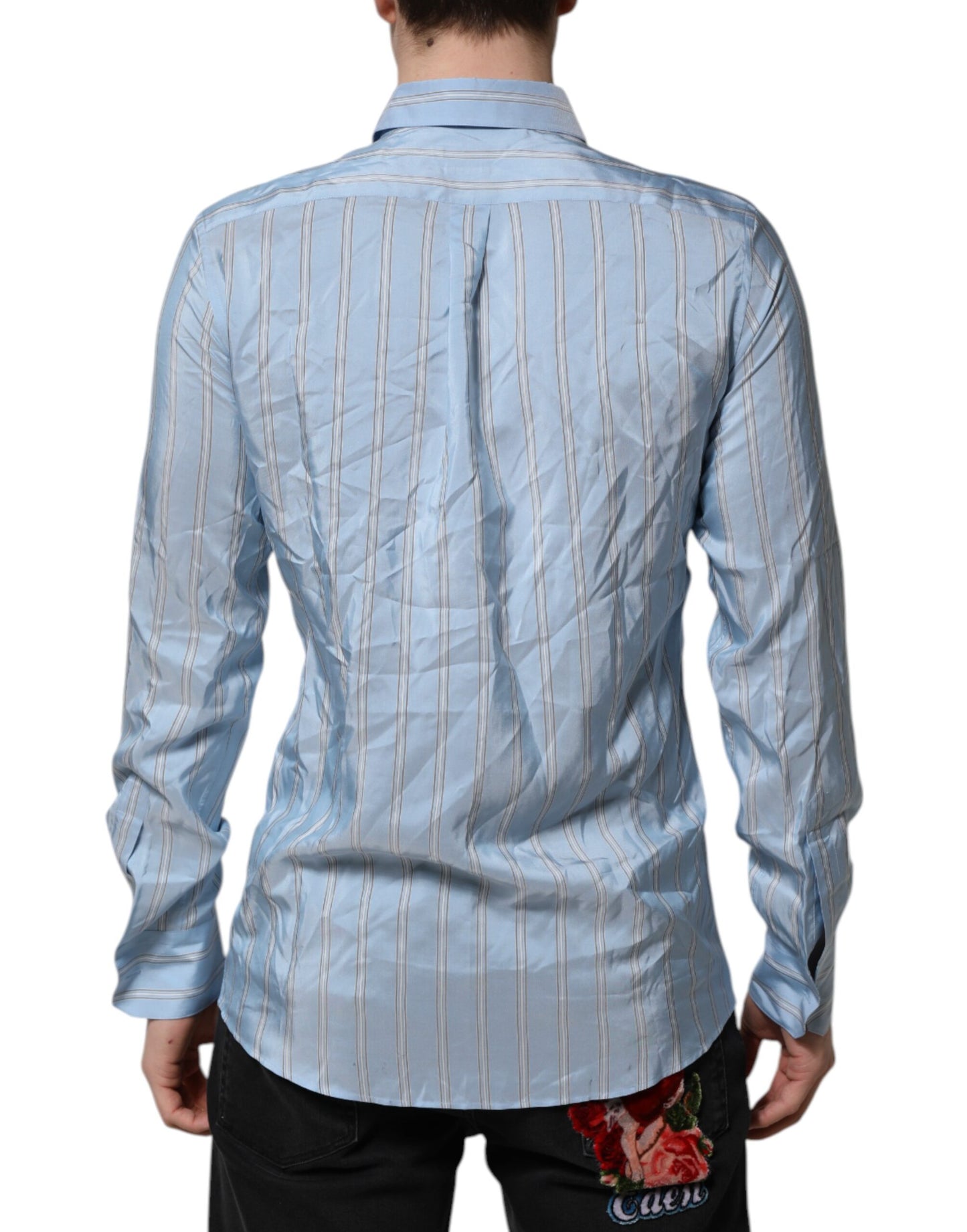 Dolce & Gabbana Blue Striped MARTINI Long Sleeve Dress Shirt by Dolce & Gabbana