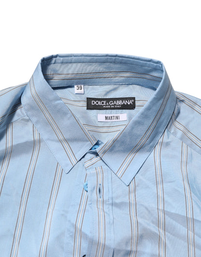Dolce & Gabbana Blue Striped MARTINI Long Sleeve Dress Shirt by Dolce & Gabbana