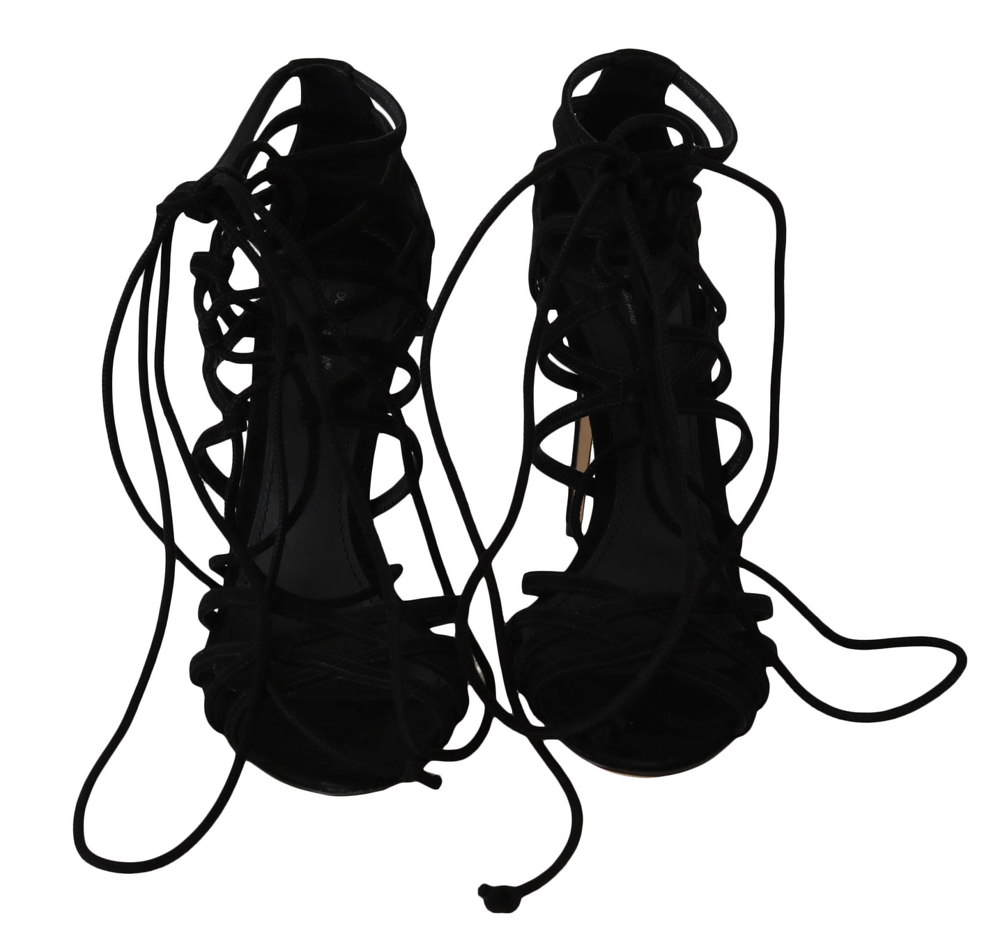 Dolce &amp; Gabbana Black Suede Strap Stilettos Sandals