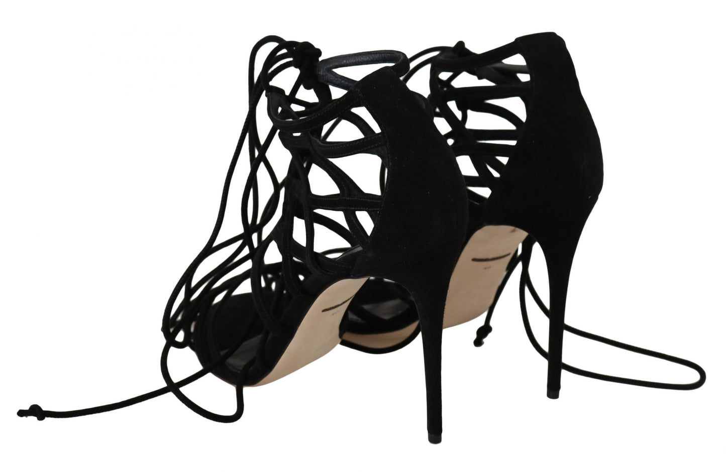 Dolce &amp; Gabbana Black Suede Strap Stilettos Sandals