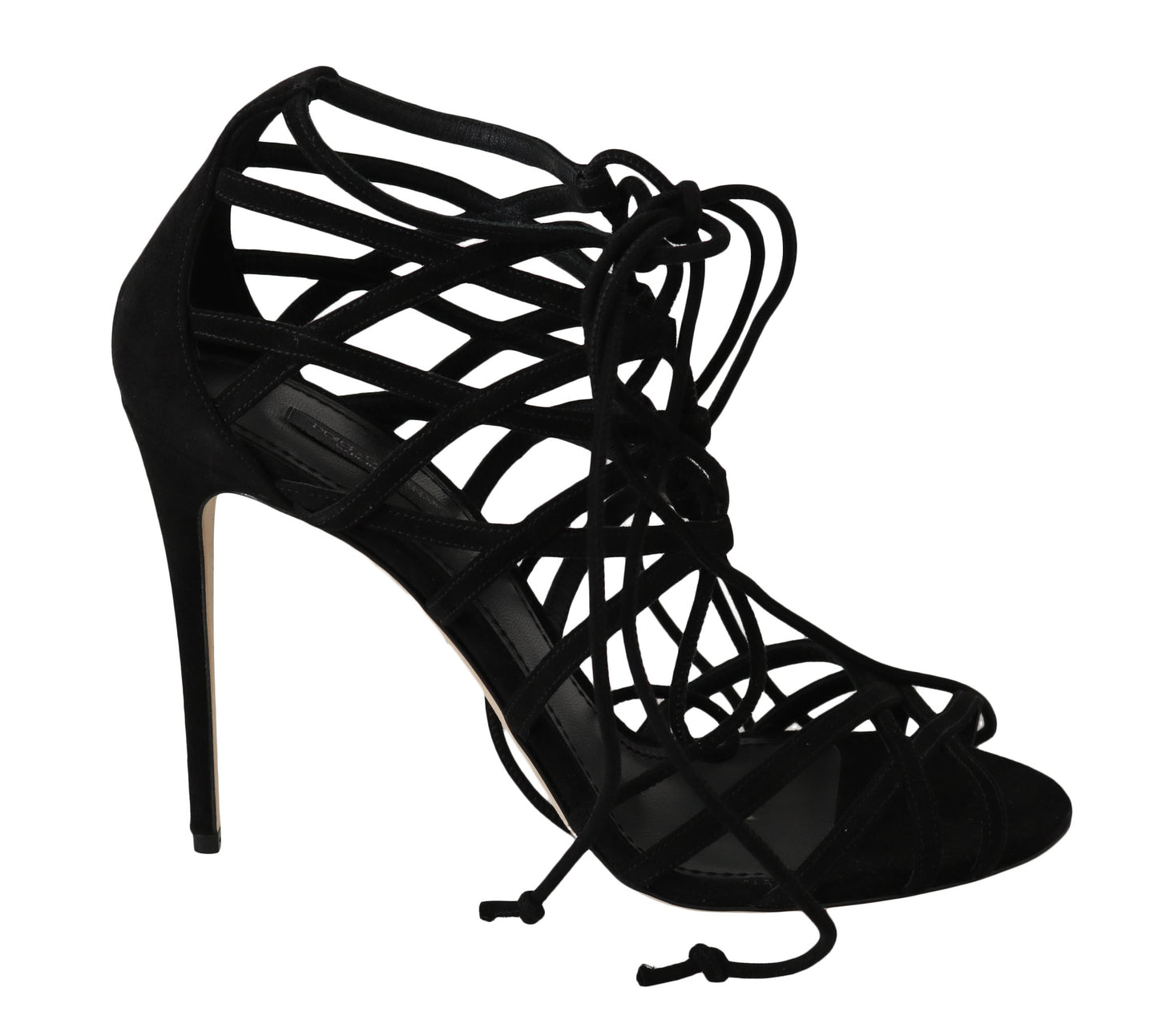 Dolce &amp; Gabbana Black Suede Strap Stilettos Sandals