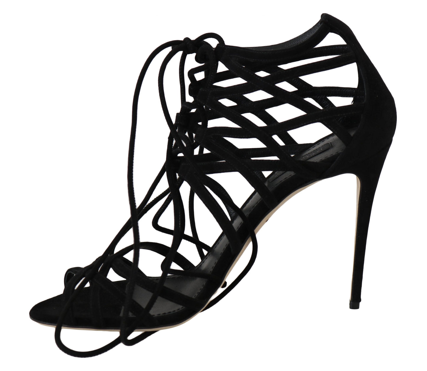 Dolce &amp; Gabbana Black Suede Strap Stilettos Sandals