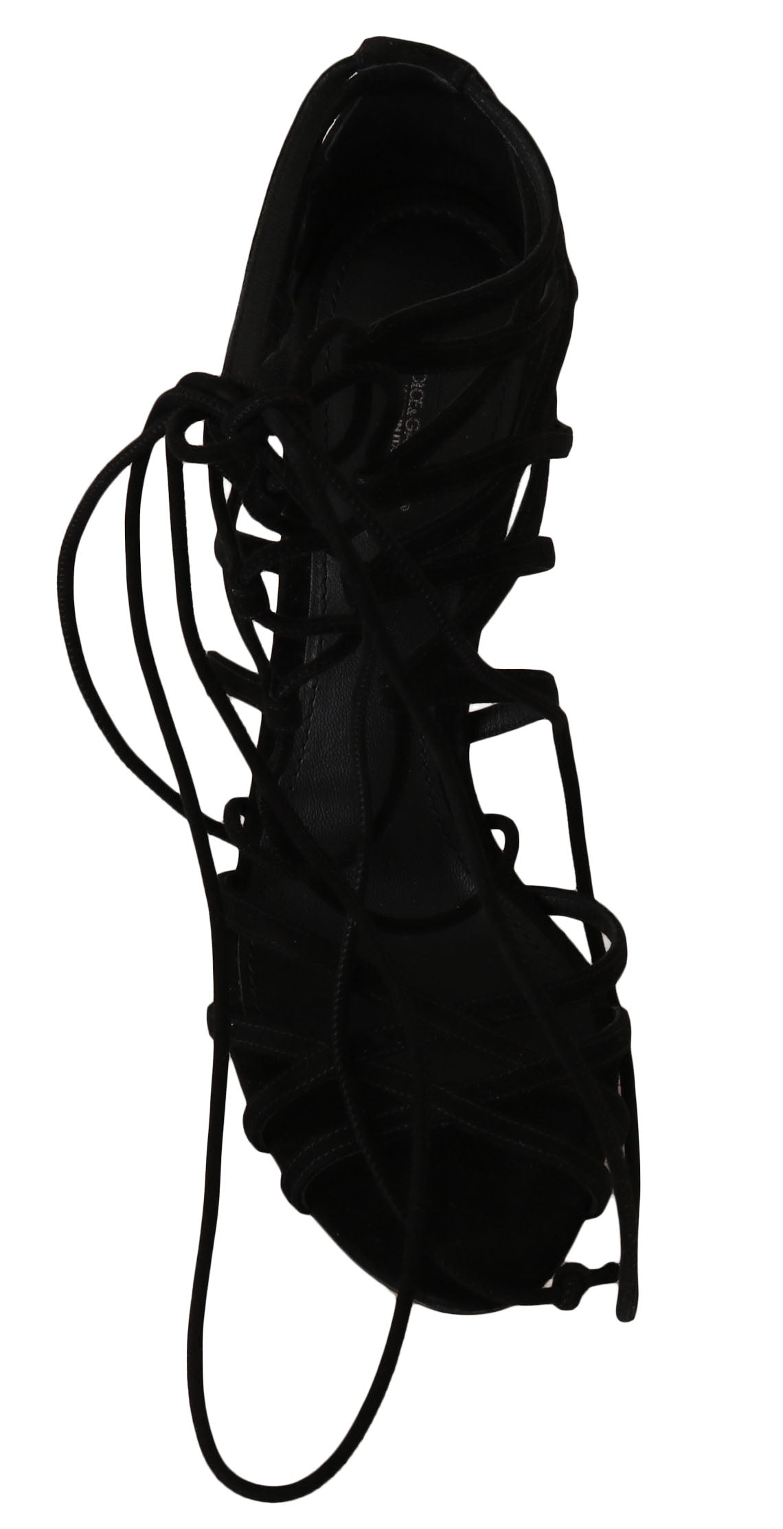Dolce &amp; Gabbana Black Suede Strap Stilettos Sandals